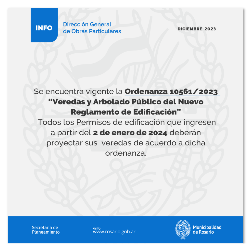 Ordenanza 10561/2023 «Veredas y Arbolado Público del Nuevo Reglamento de Edificación»